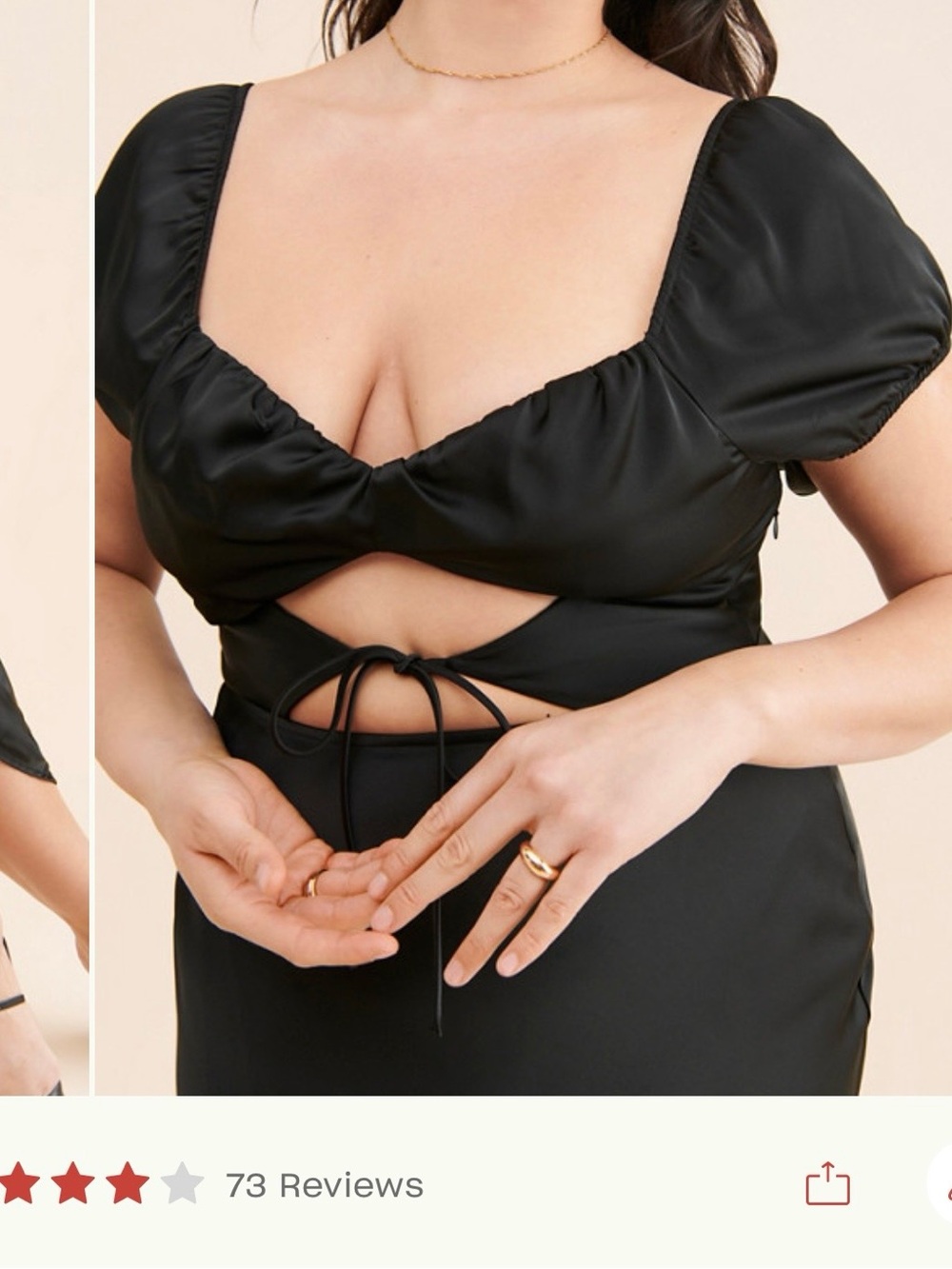 Black Cutout Midi Dress with Tie Front